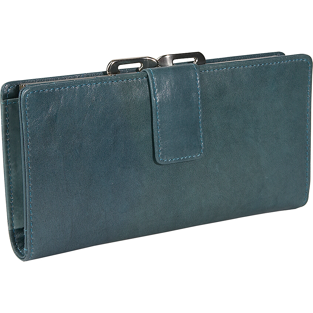 Budd Leather Distressed Leather Clutch Wallet Blue
