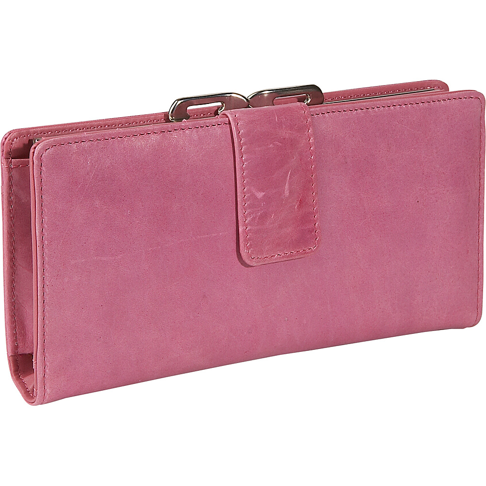 Budd Leather Distressed Leather Clutch Wallet Pink