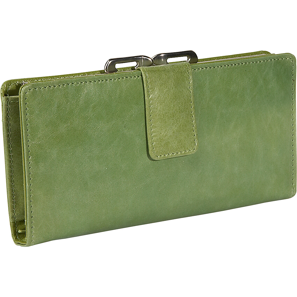 Budd Leather Distressed Leather Clutch Wallet Lime