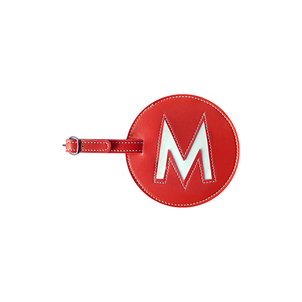 pb travel Initial M Luggage Tag Set of 2 Red pb travel Luggage Accessories