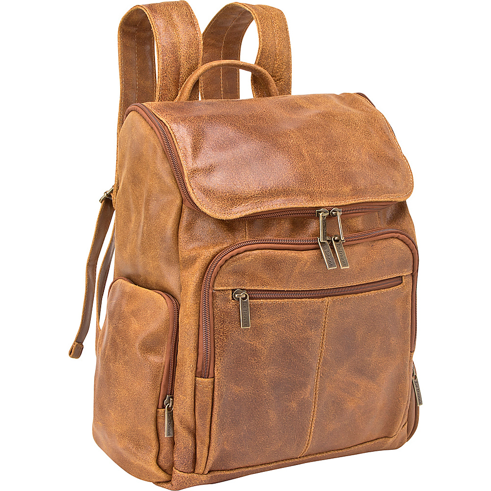 Le Donne Leather Distressed Leather Computer Backpack Tan Le Donne Leather Business Laptop Backpacks