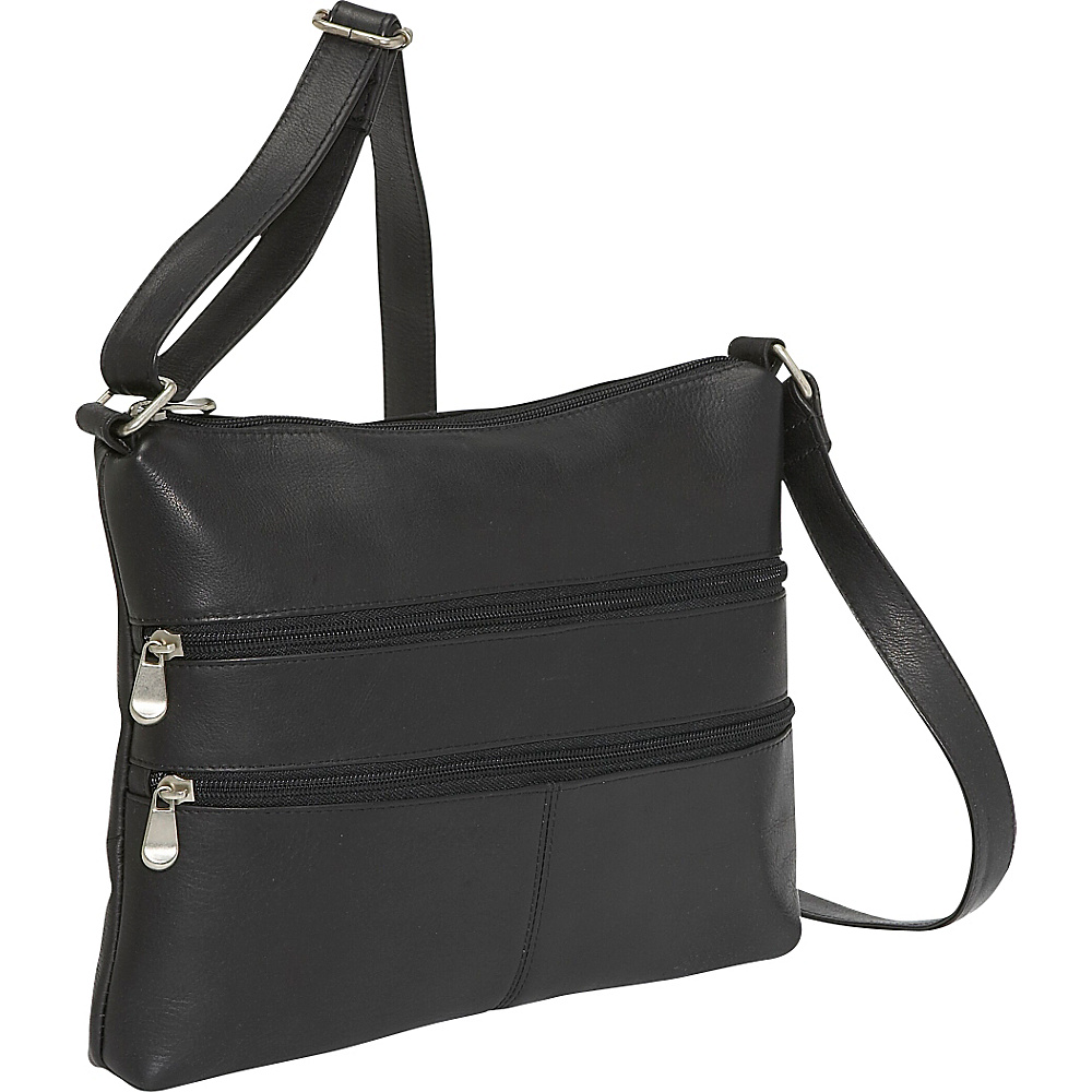 Le Donne Leather Two Zip Crossbody Black