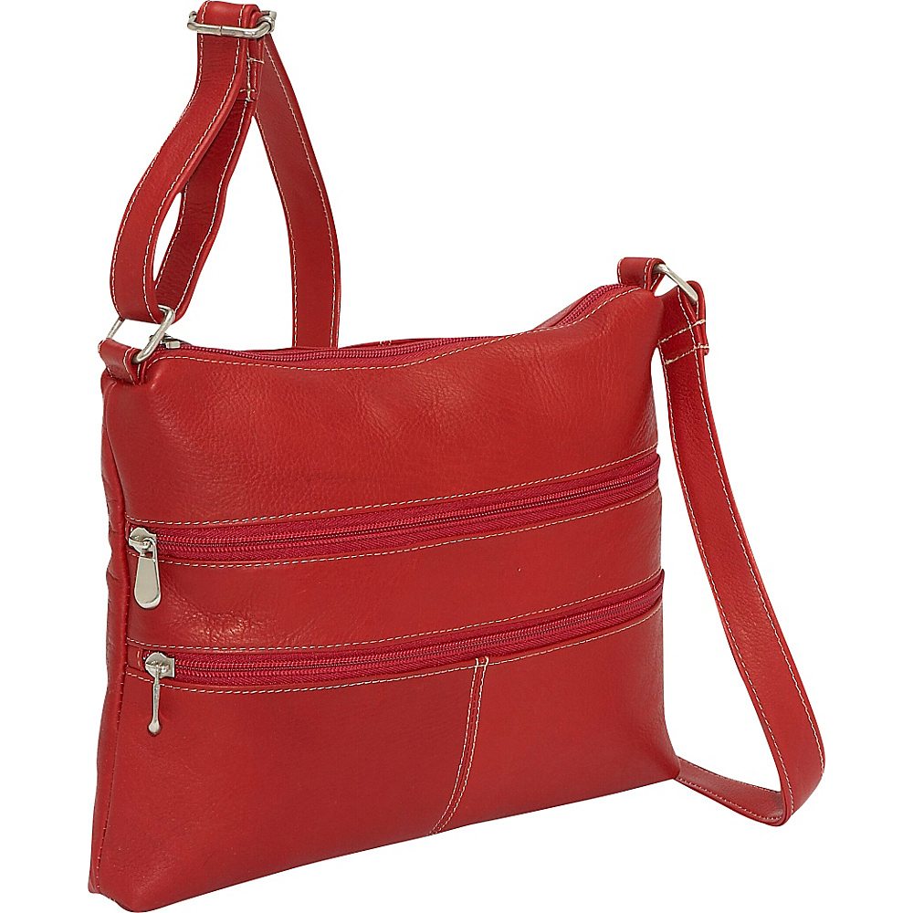 Le Donne Leather Two Zip Crossbody Red