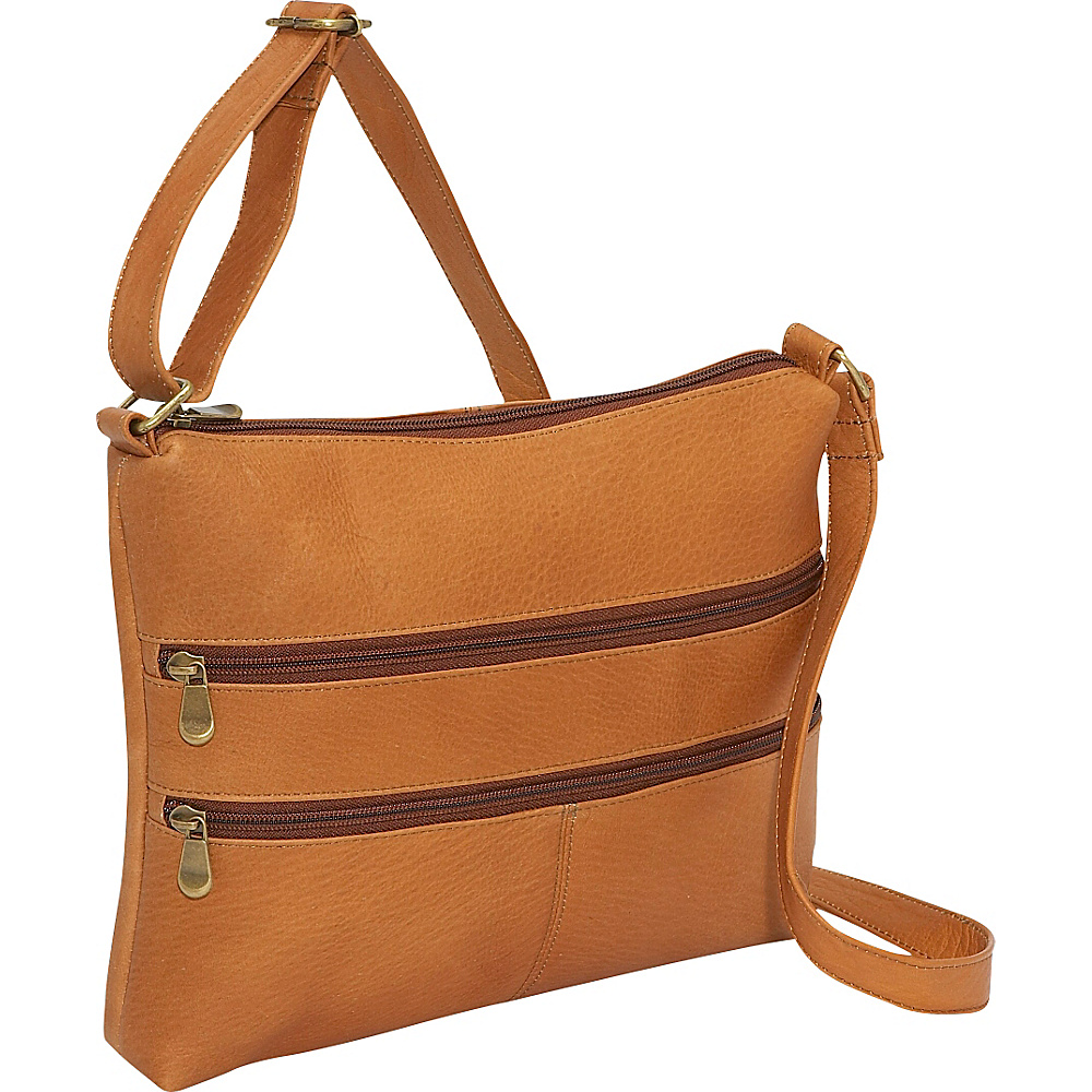 Le Donne Leather Two Zip Crossbody Tan