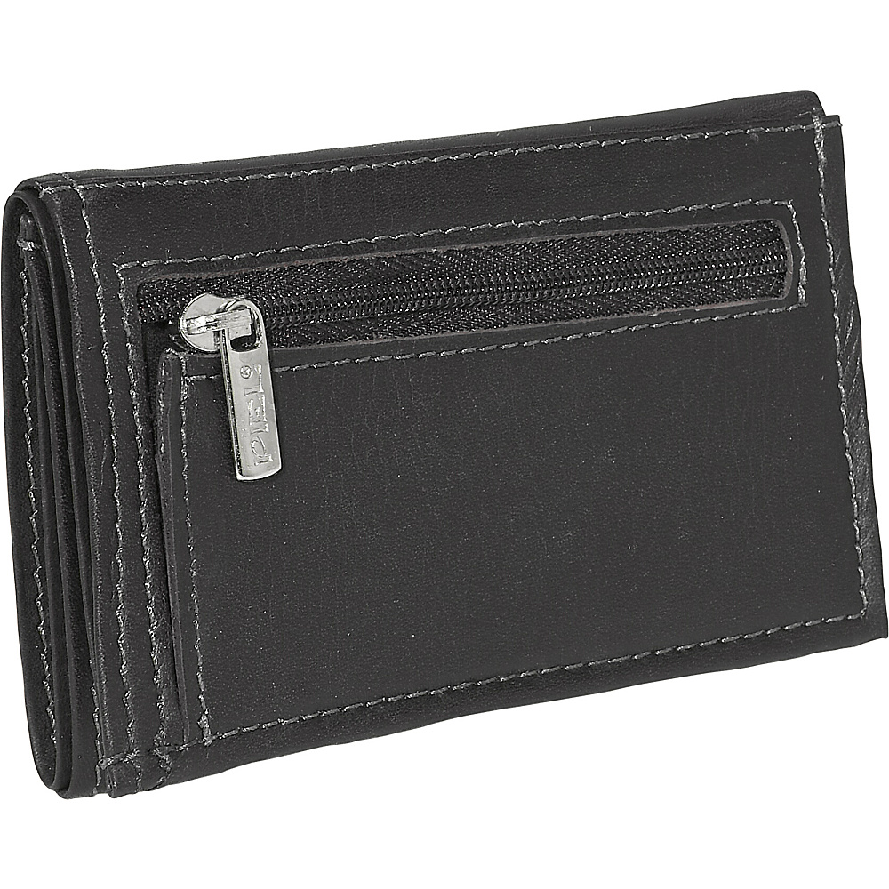 Piel Large Tri Fold Wallet Black