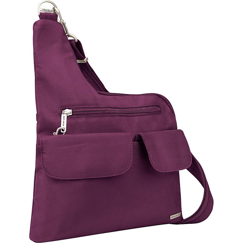 Travelon Anti Theft Classic Crossbody Bag Exclusive Colors Dark Purple Exclusive Color Travelon Fabric Handbags