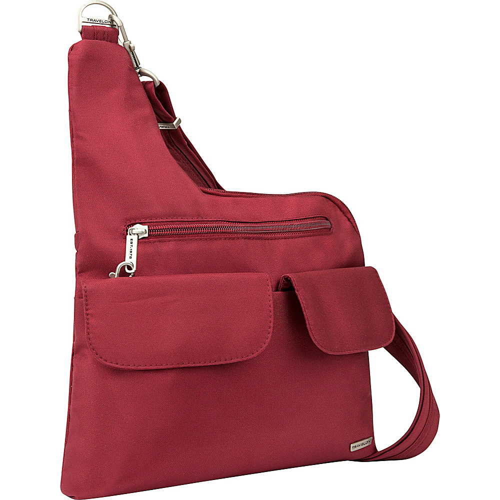 Travelon Anti Theft Classic Crossbody Bag Exclusive Colors Cranberry Light Sand Travelon Fabric Handbags