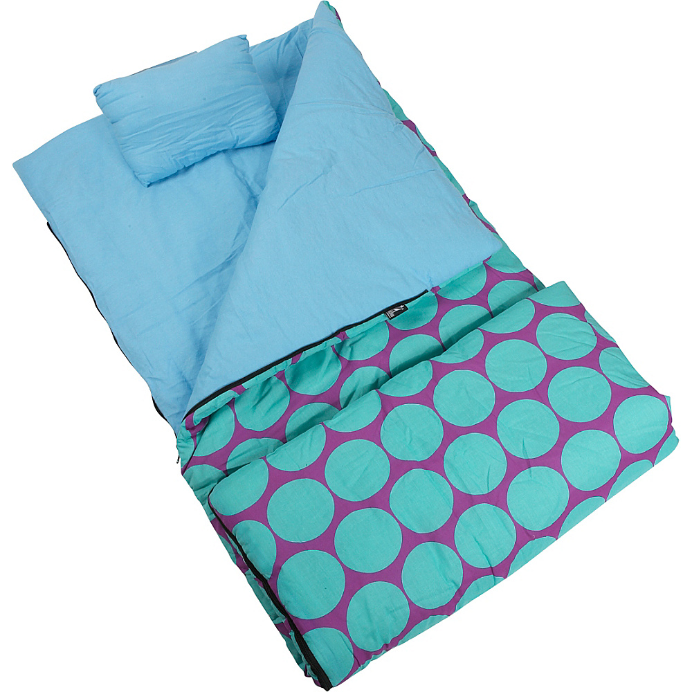 Wildkin Big Dots Aqua Sleeping Bag Big Dots Aqua Wildkin Travel Pillows Blankets