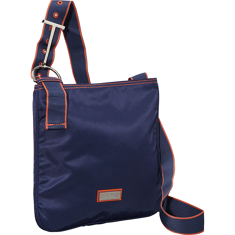Hadaki Twill Nylon Scoop Sling Navy Orange Hadaki Fabric Handbags
