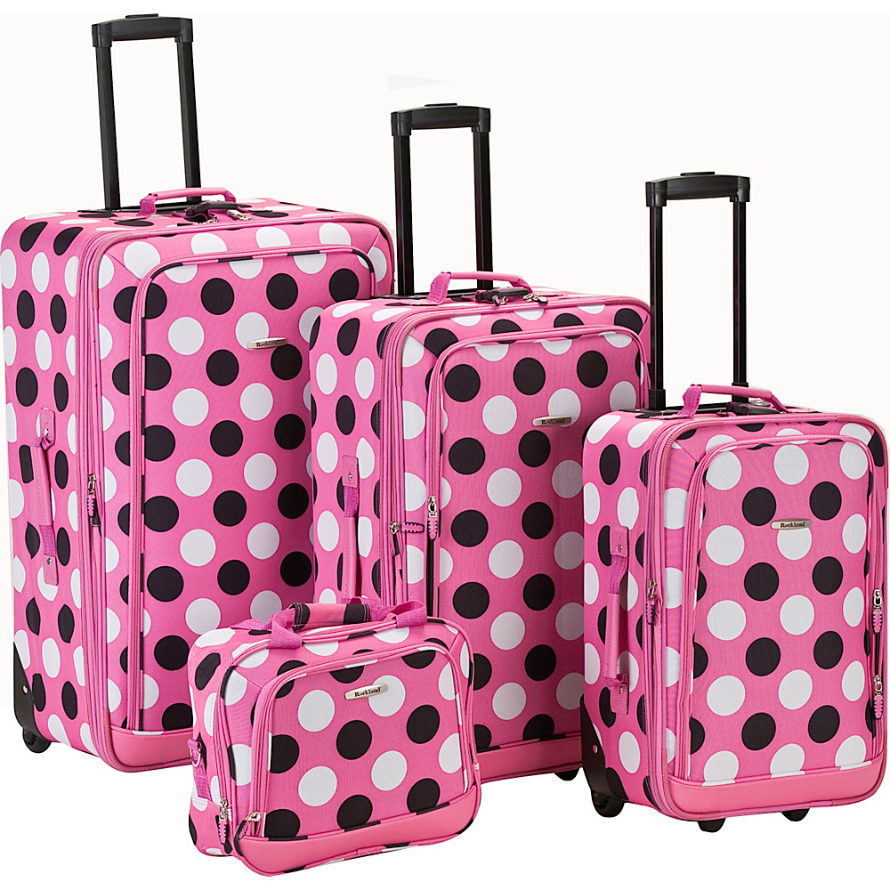 Rockland Luggage Style Right 4 Piece Luggage Set Pink