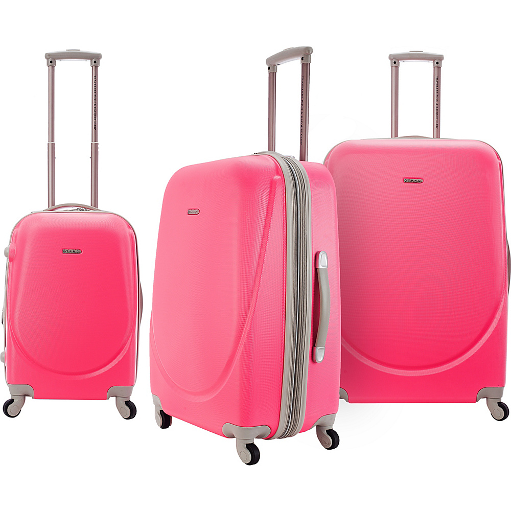 Travelers Club Luggage Barnet 3 Piece Hardside Spinner Set Neon Pink Travelers Club Luggage Luggage Sets