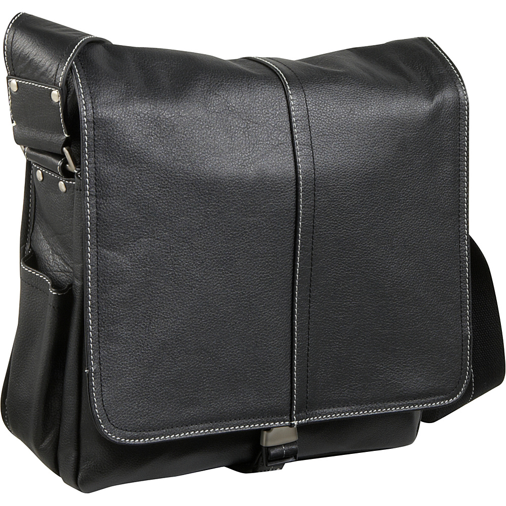 AmeriLeather Legacy Leather Teddy Messenger Bag Black