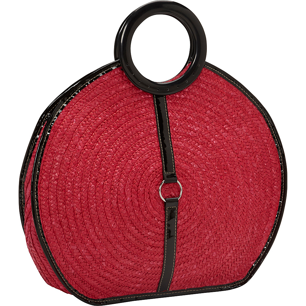 Magid Milan Straw Top Handle Bracelet Round Bag Cherry Magid Straw Handbags