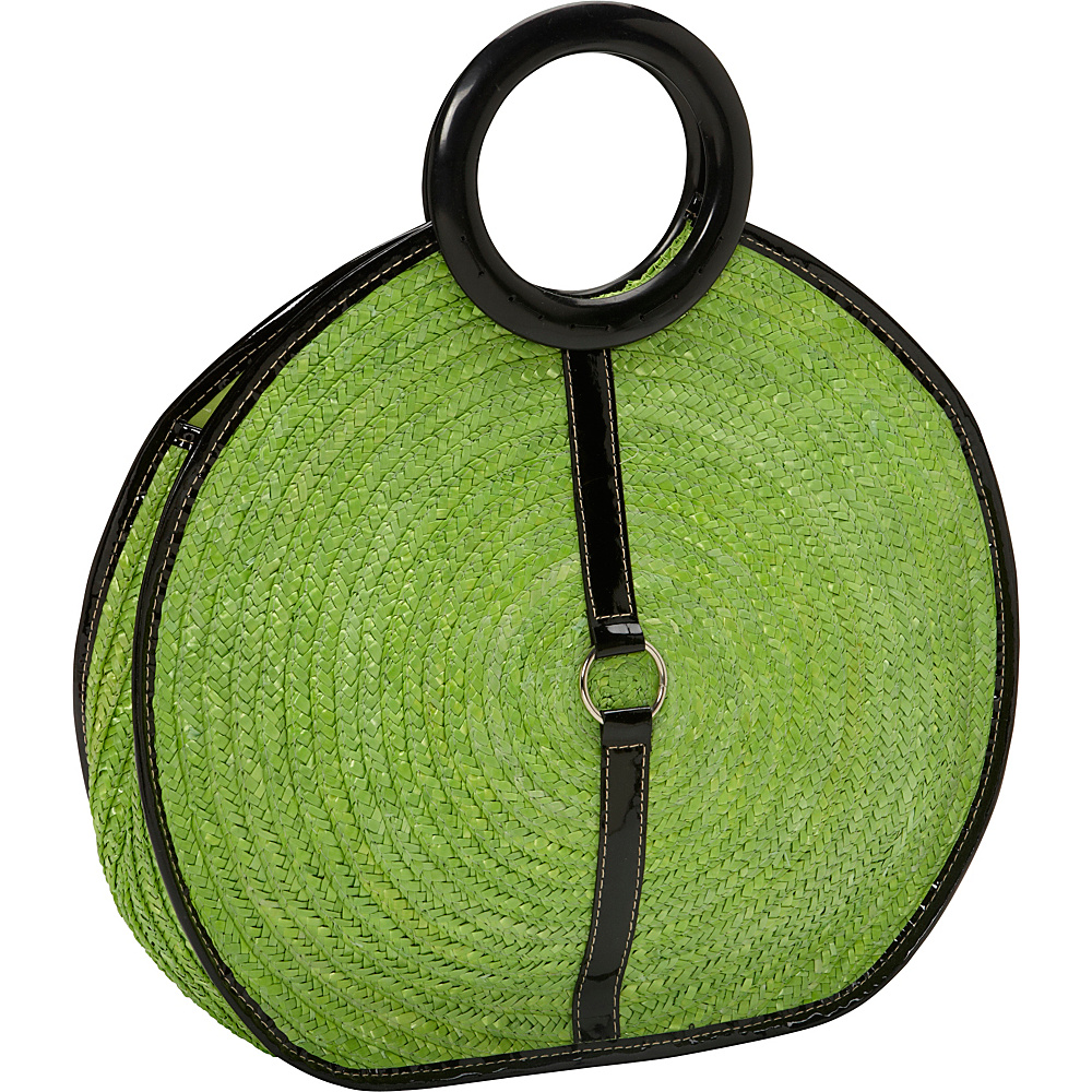 Magid Milan Straw Top Handle Bracelet Round Bag Kiwi Magid Straw Handbags