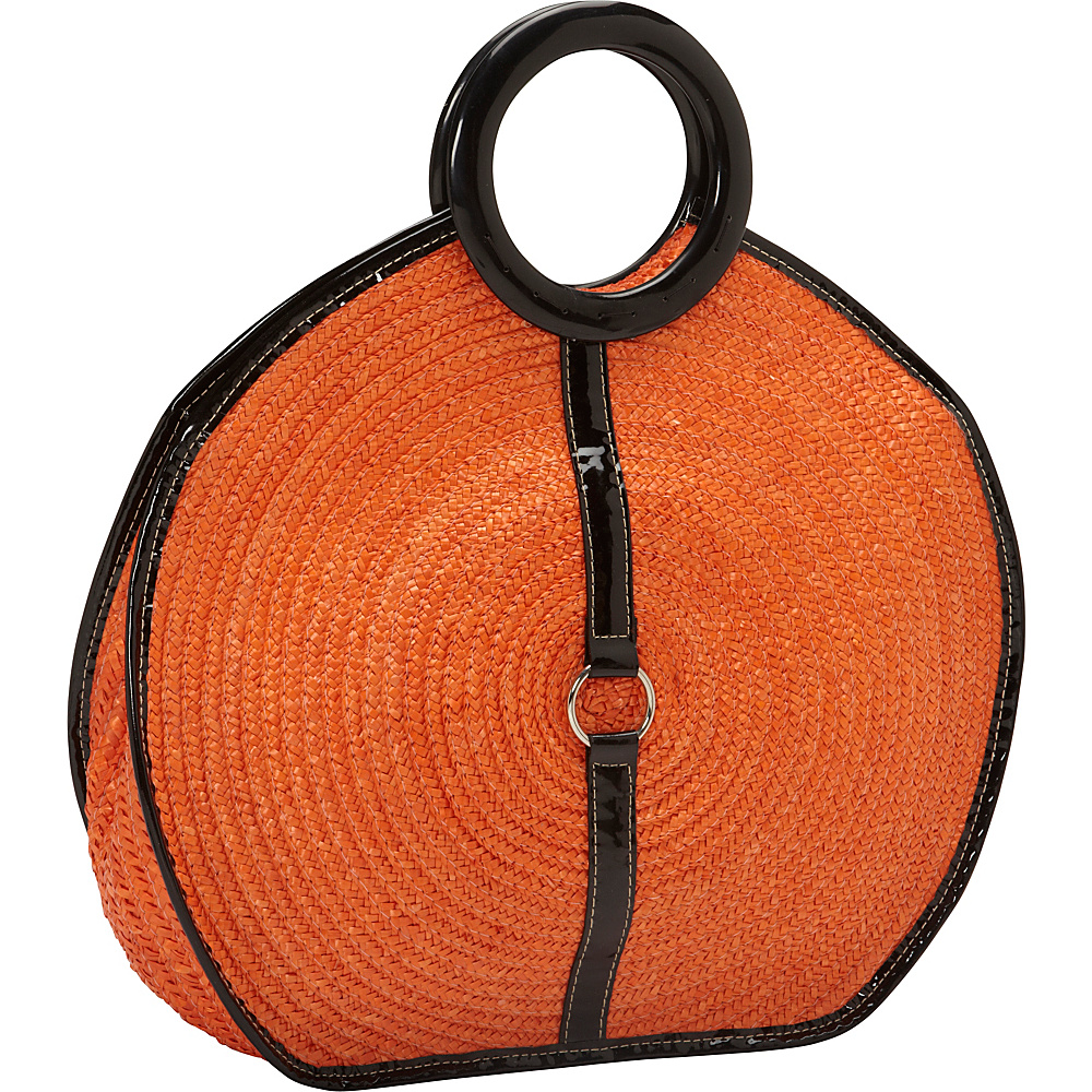 Magid Milan Straw Top Handle Bracelet Round Bag Orange Magid Straw Handbags
