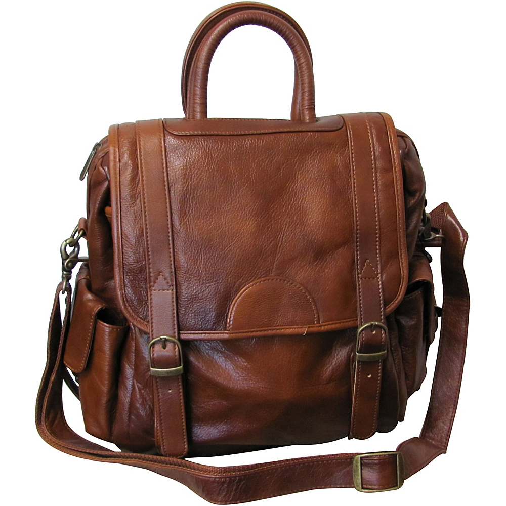 AmeriLeather Leather Three Way Backpack Brown
