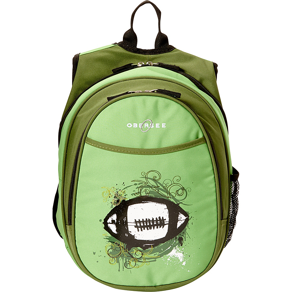 Obersee Kids Pre School Football Backpack with Integrated Lunch Cooler Green Football Obersee Everyday Backpacks