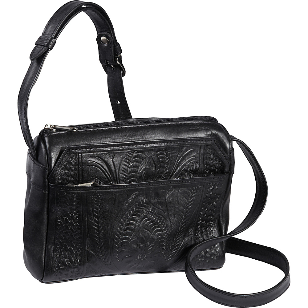 Ropin West Small Multipocket Shoulder Bag Black Ropin West Leather Handbags