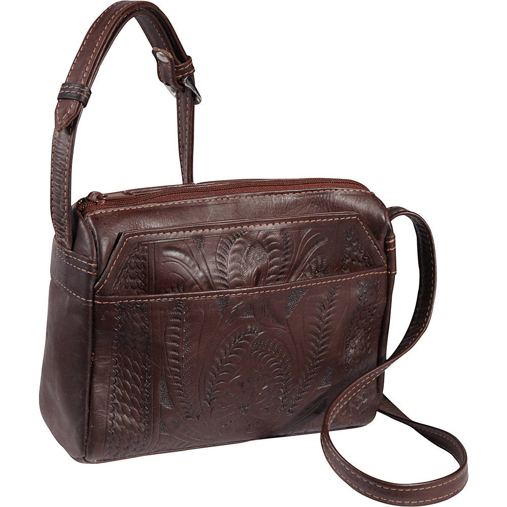 Ropin West Small Multipocket Shoulder Bag Brown Ropin West Leather Handbags
