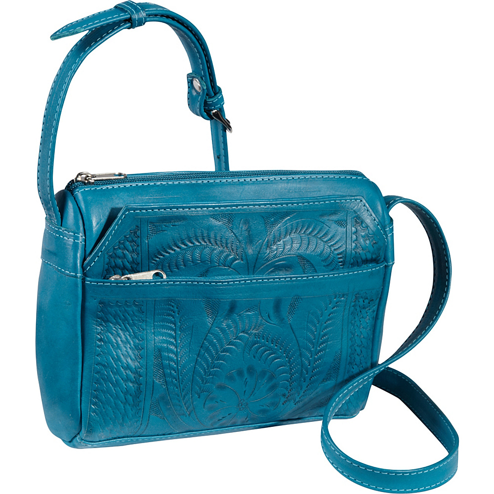 Ropin West Small Multipocket Shoulder Bag Turquoise Ropin West Leather Handbags