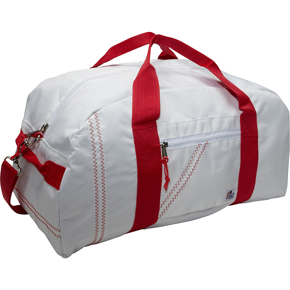 SailorBags Sailcloth Large Square Duffel White with Red Straps SailorBags Travel Duffels