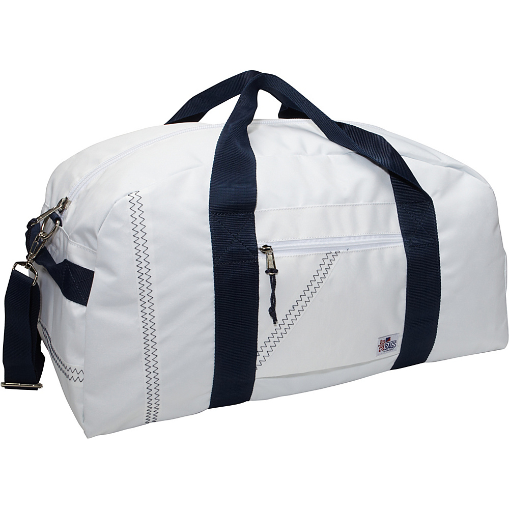 SailorBags Sailcloth Large Square Duffel White with Blue Straps SailorBags All Purpose Duffels