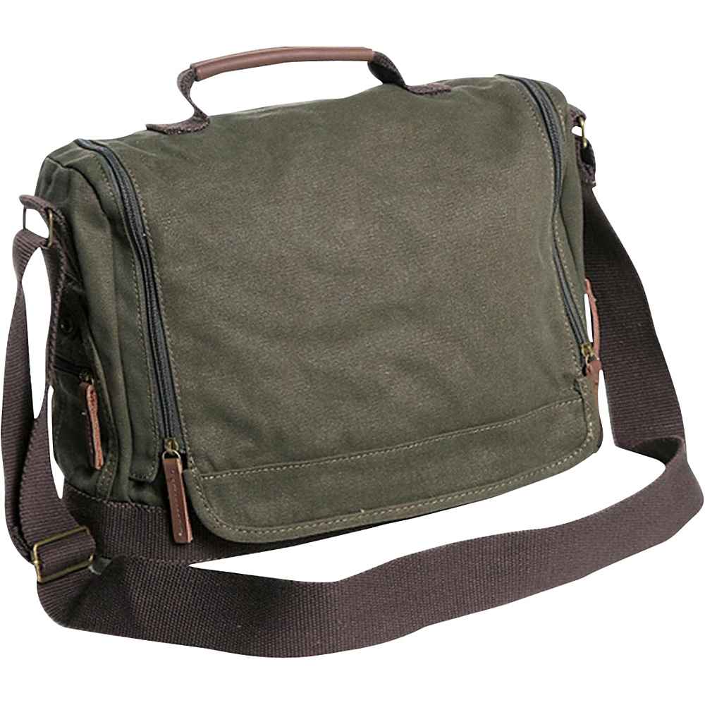 Vagabond Traveler Washed Canvas Leisure Messenger Bag Military Green Vagabond Traveler Messenger Bags