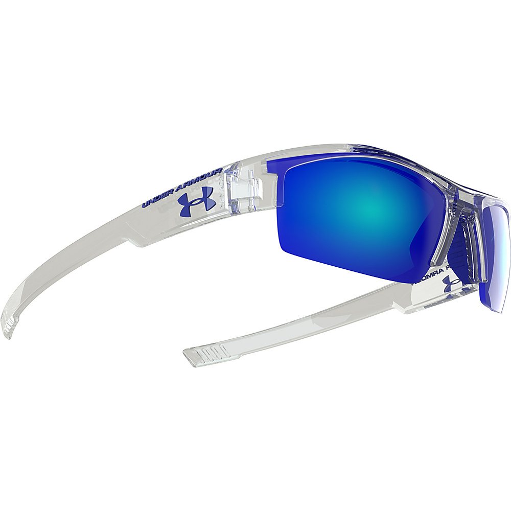Under Armour Eyewear Nitro Youth Sunglasses Crystal Clear Frame Gray w Blue Multiflection Under Armour Eyewear Sunglasses