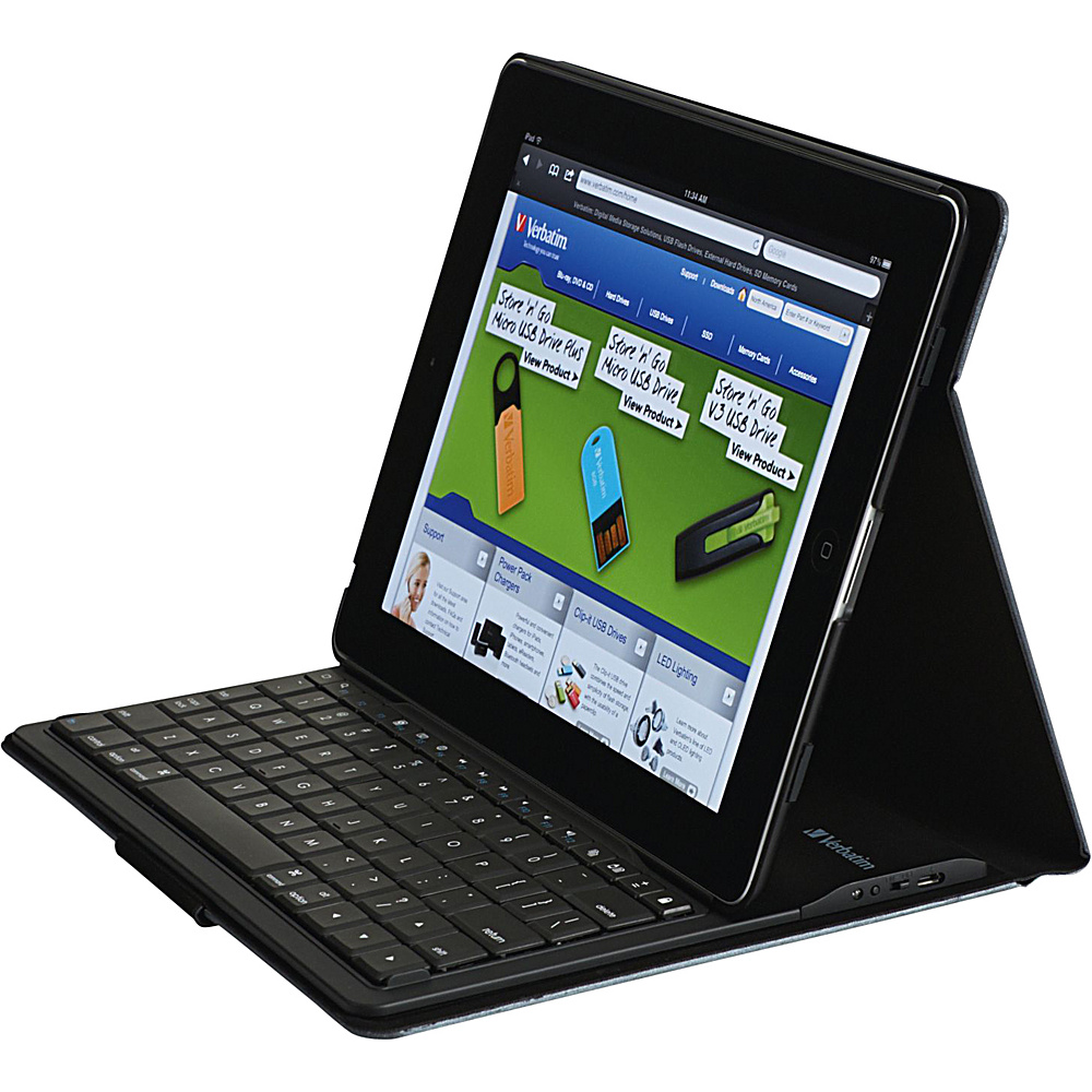 Verbatim Folio Slim Case with Bluetooth Keyboard for iPad Generation 2 3 4 Black Verbatim Electronic Cases