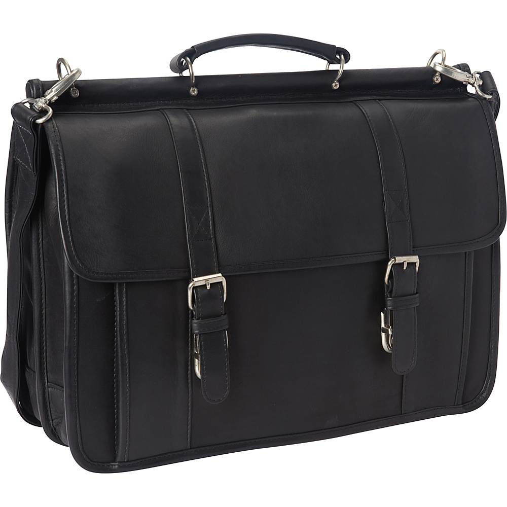 Le Donne Leather Classic Dowel Rod Laptop Briefcase Black Le Donne Leather Non Wheeled Business Cases