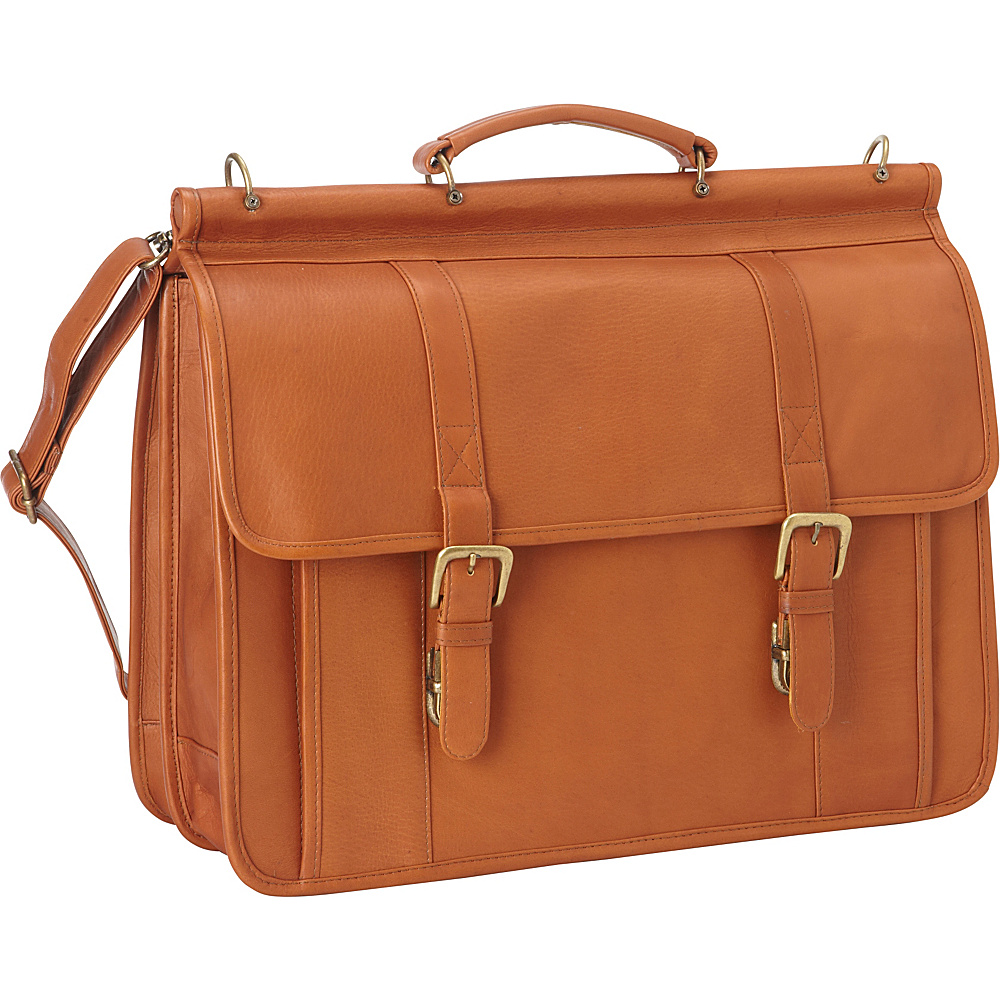 Le Donne Leather Classic Dowel Rod Laptop Briefcase Tan Le Donne Leather Non Wheeled Business Cases