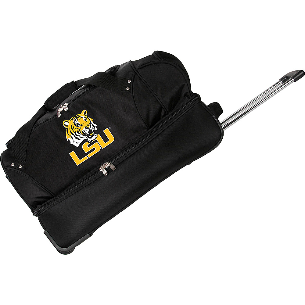Denco Sports Luggage NCAA Louisiana State University Tigers 27 Drop Bottom Wheeled Duffel Bag Black Denco Sports Luggage Travel Duffels