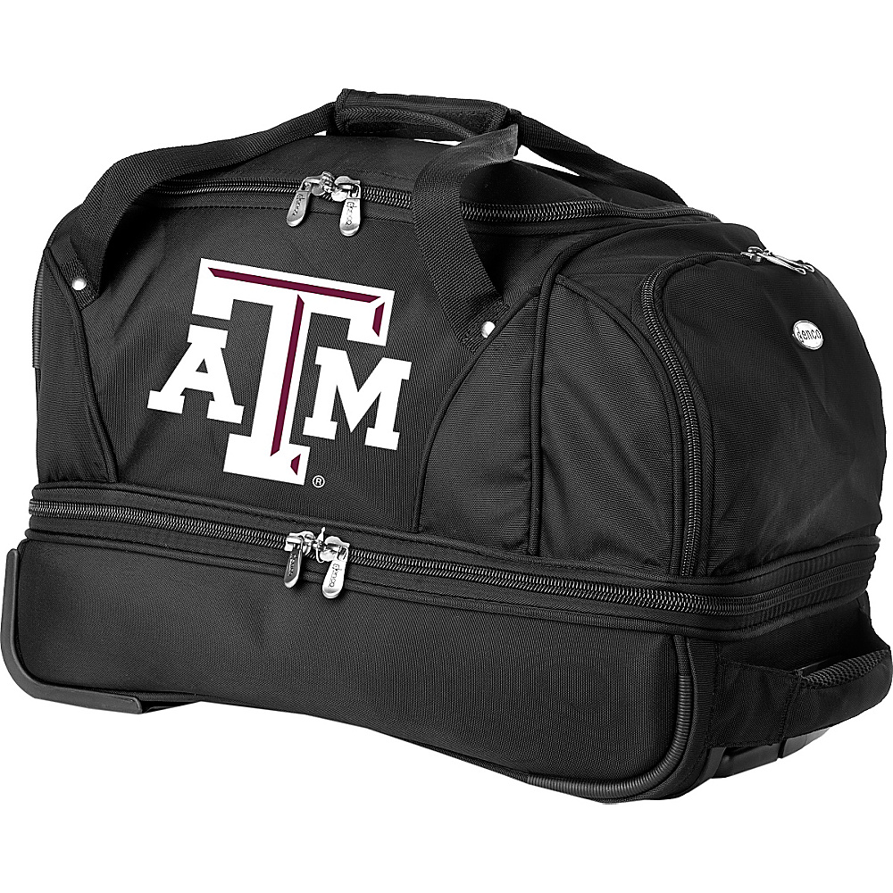 Denco Sports Luggage NCAA Texas A M University Aggies 22 Drop Bottom Wheeled Duffel Bag Black Denco Sports Luggage Travel Duffels