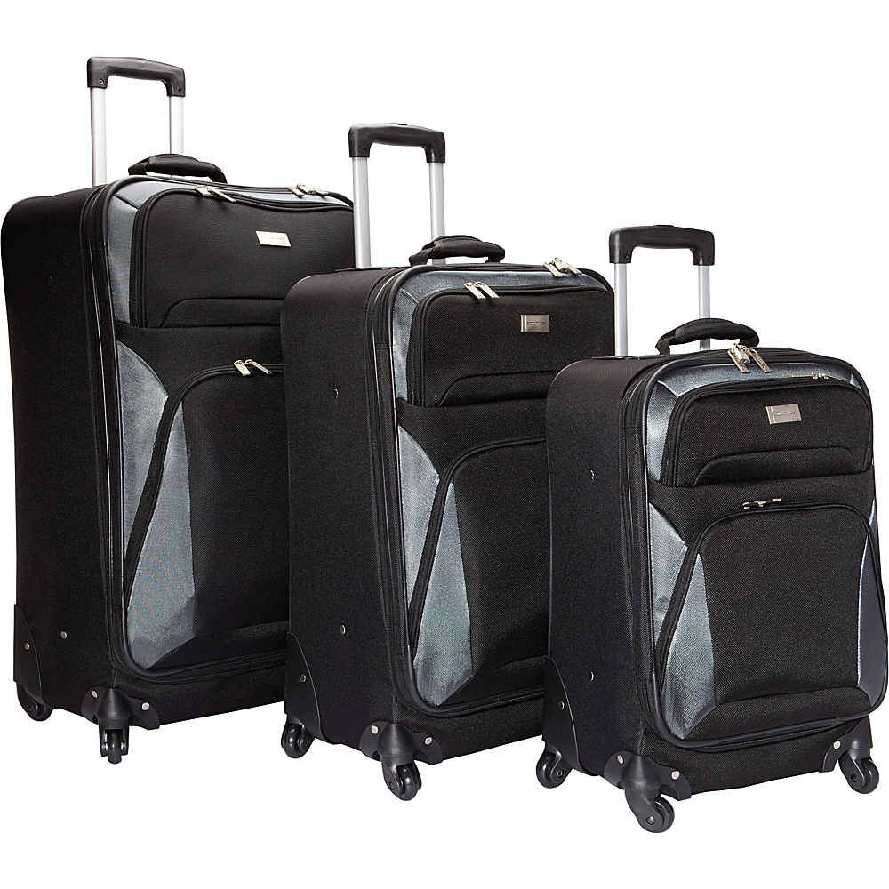 Geoffrey Beene Luggage Brentwood 3 Pc Spinner Wheel Collection Black Blue Geoffrey Beene Luggage Luggage Sets