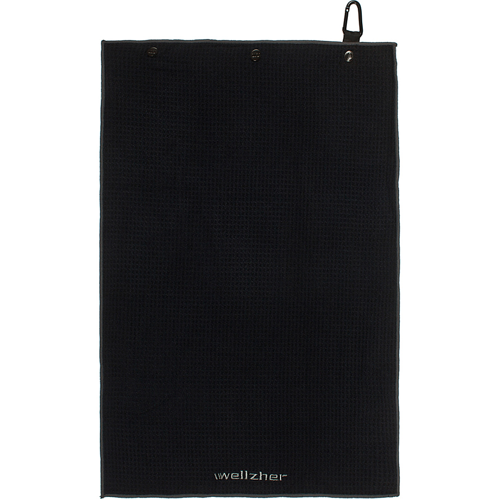 Wellzher Premium Microfiber Dual action Golf Towel Retractable Golf Ball Towel Black Wellzher Sports Accessories
