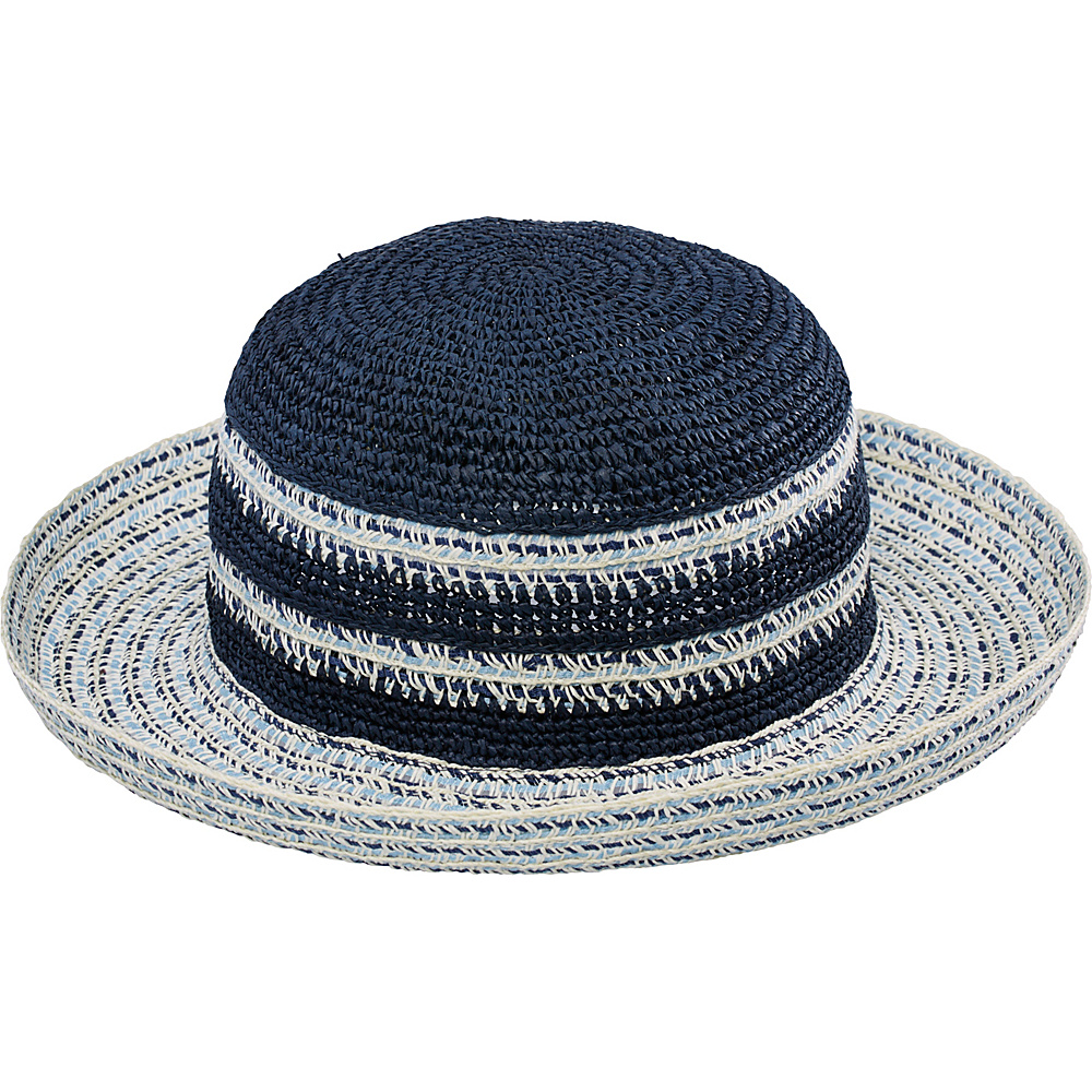 San Diego Hat Ultra Braid Striped Kettle Brim Hat Indigo San Diego Hat Hats Gloves Scarves