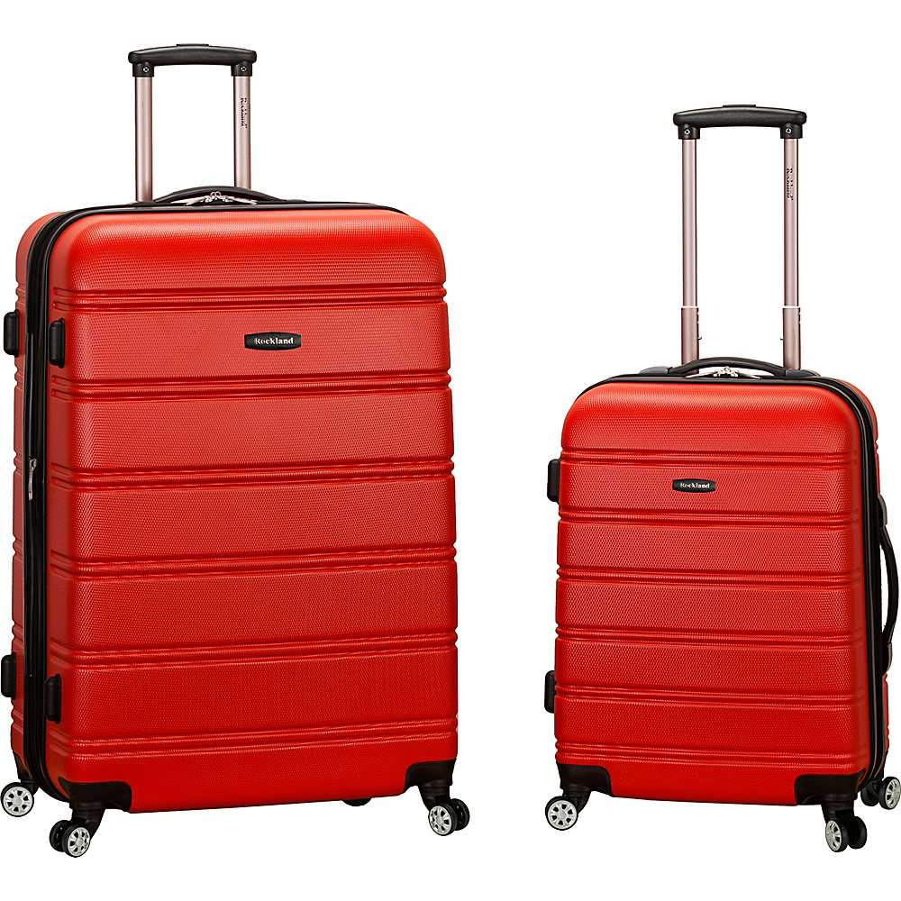 Rockland Luggage Melbourne 2 Pc Expandable ABS Spinner Luggage Set Red Rockland Luggage Luggage Sets