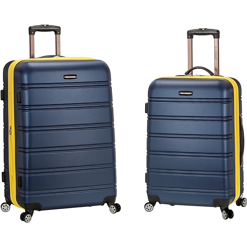 Rockland Luggage Melbourne 2 Pc Expandable ABS Spinner Luggage Set Navy Rockland Luggage Luggage Sets