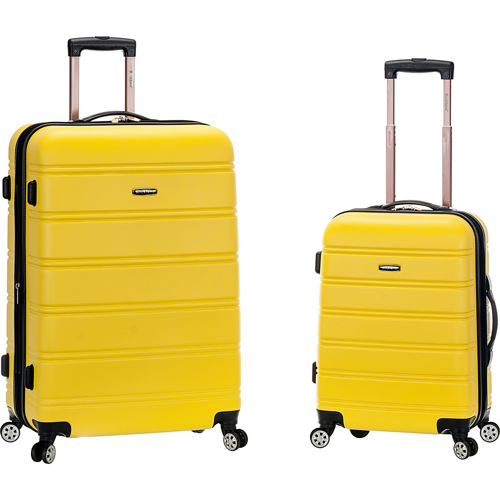 Rockland Luggage Melbourne 2 Pc Expandable ABS Spinner Luggage Set Yellow Rockland Luggage Luggage Sets