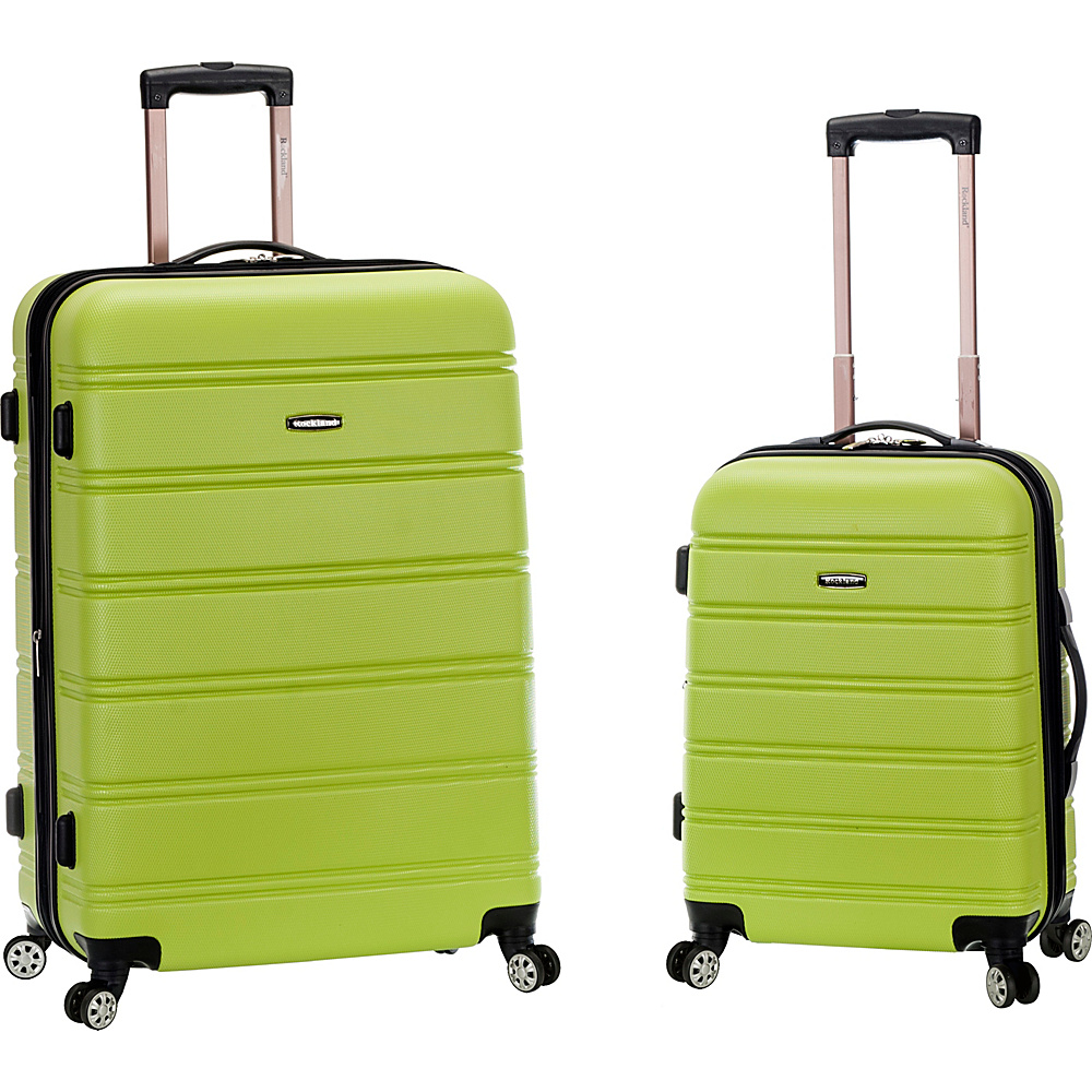 Rockland Luggage Melbourne 2 Pc Expandable ABS Spinner Luggage Set Lime Rockland Luggage Luggage Sets