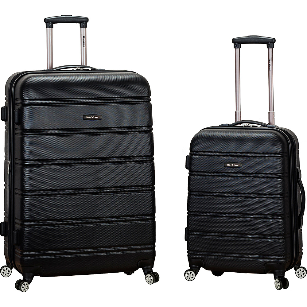 Rockland Luggage Melbourne 2 Pc Expandable ABS Spinner Luggage Set Black Rockland Luggage Luggage Sets