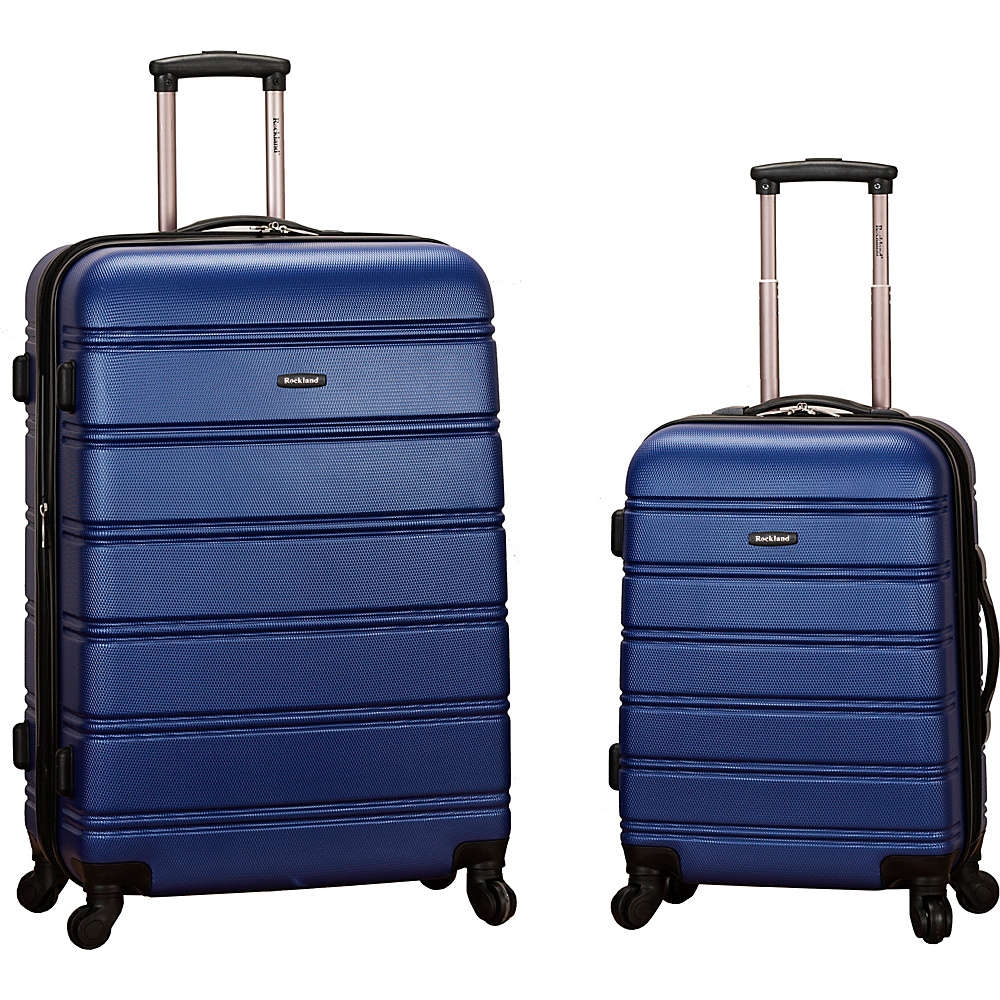Rockland Luggage Melbourne 2 Pc Expandable ABS Spinner Luggage Set Blue Rockland Luggage Luggage Sets
