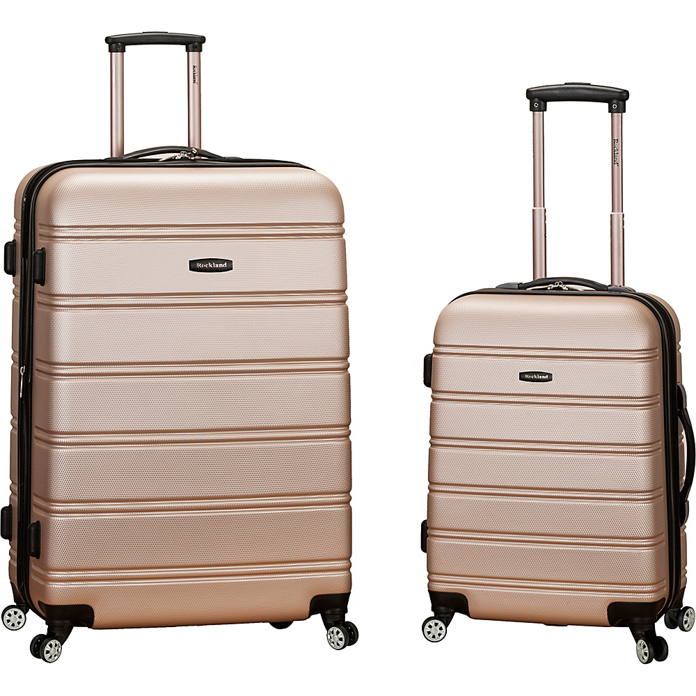 Rockland Luggage Melbourne 2 Pc Expandable ABS Spinner Luggage Set Champagne Rockland Luggage Luggage Sets