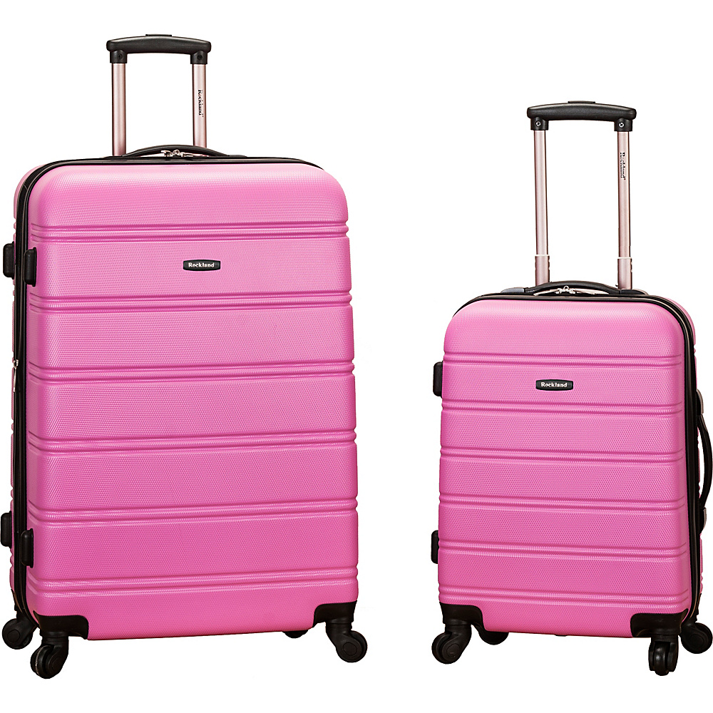 Rockland Luggage Melbourne 2 Pc Expandable ABS Spinner Luggage Set Pink Rockland Luggage Luggage Sets