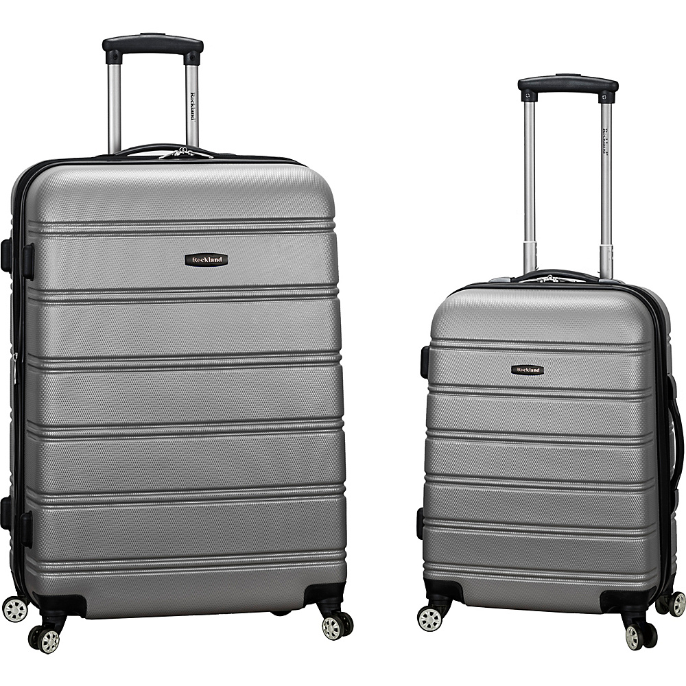 Rockland Luggage Melbourne 2 Pc Expandable ABS Spinner Luggage Set Silver Rockland Luggage Luggage Sets