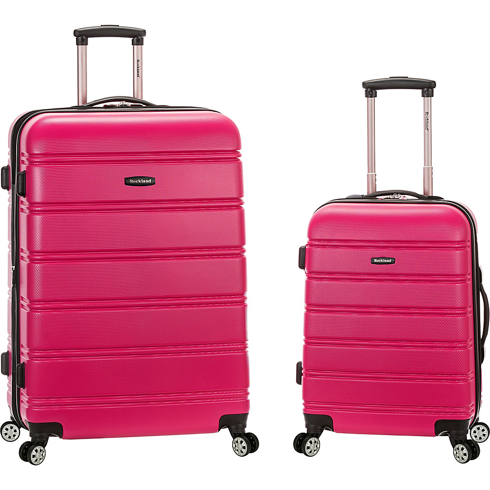 Rockland Luggage Melbourne 2 Pc Expandable ABS Spinner Luggage Set Magenta Rockland Luggage Luggage Sets