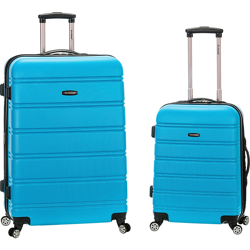 Rockland Luggage Melbourne 2 Pc Expandable ABS Spinner Luggage Set Turquoise Rockland Luggage Luggage Sets
