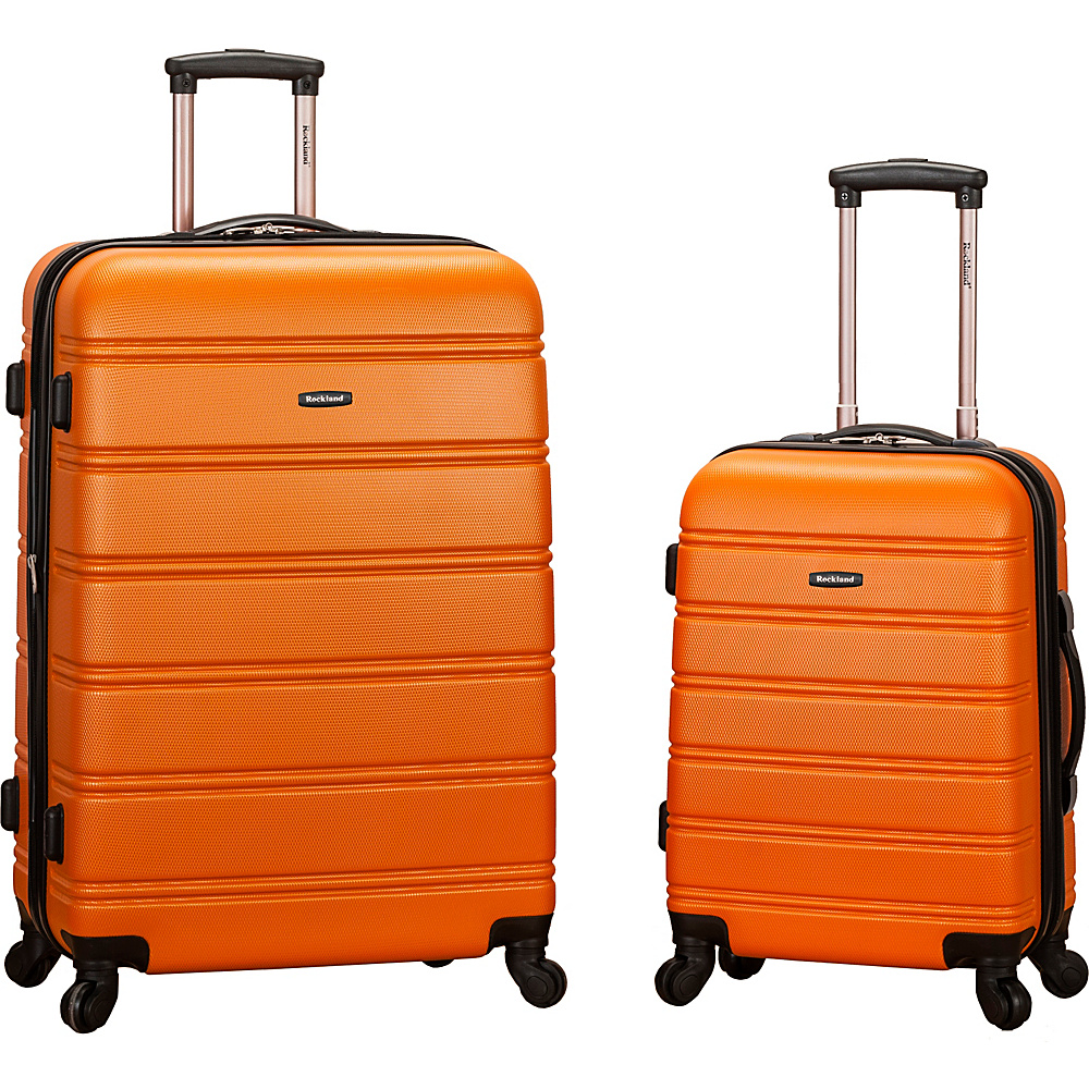 Rockland Luggage Melbourne 2 Pc Expandable ABS Spinner Luggage Set Orange Rockland Luggage Luggage Sets