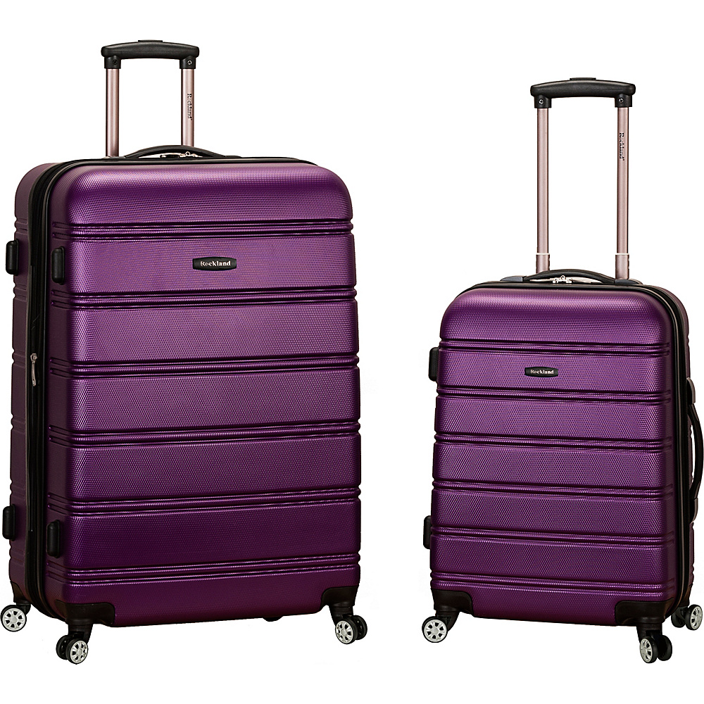 Rockland Luggage Melbourne 2 Pc Expandable ABS Spinner Luggage Set Purple Rockland Luggage Luggage Sets