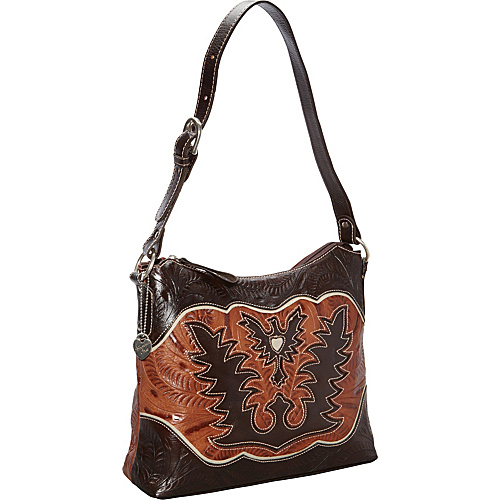 American West Eagle Heart Shoulder Bag Chocolate/Tan/Cream - American West Leather Handbags